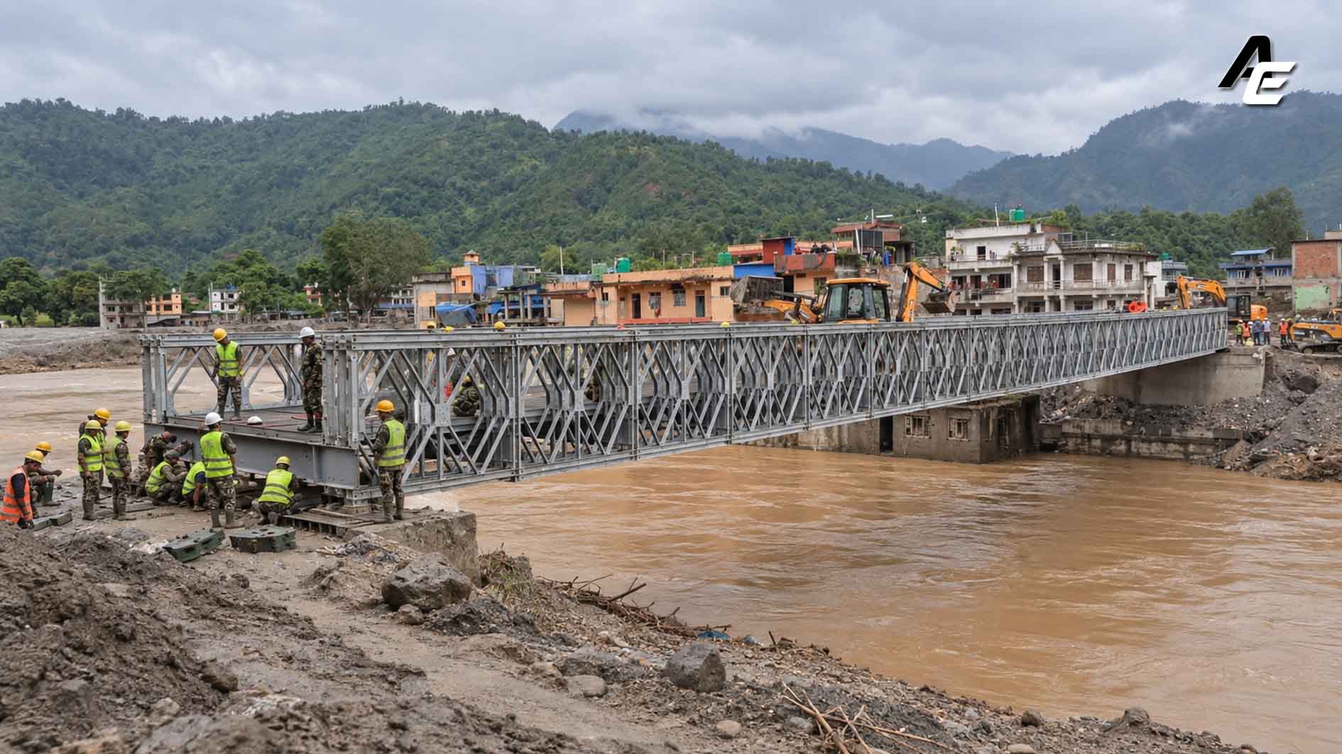 बाढीले तोडेको बाटो सेनाले जोड्यो, तादी खोलामा फेरि गुडे गाडी